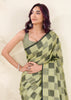 Pistachio Green Woven Linen Silk Saree