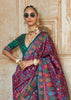 Phlox Purple Printed Kashmiri Jamewar Saree