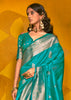 Teal Blue Woven Banarasi Silk Saree