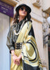 Beige And Black Printed Satin Silk Saree