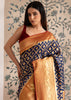Charulata: Blue Khaddi Georgette Banarasi Saree