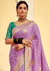 Lavender Purple Woven Banarasi Designer Silk Saree With Embroidered Blouse