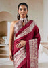 Rich Red Printed Satin Silk Saree