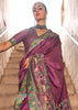 Wine Maroon Printed Silk Saree