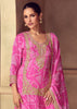 Hot Pink Embroidered Bandhej Sharara Suit Set