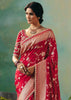 Crimson Red Woven Embroidered Banarasi Silk Saree