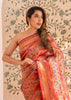 Maya: Banarasi Brocade Saree with Meenakari Floral Jangla in The Shades of Red