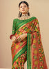 Green And Red Printed Georgette Saree