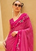 Magenta Pink Printed Georgette Light Weight Saree