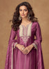 Wine Purple Embroidered Sharara Set