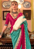 Turqoise Blue Printed Patola Silk Saree