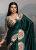 Hunter Green Printed Satin Silk Saree