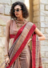 Beaver Brown Woven Cotton Linen Saree