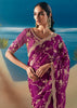 Magenta Pink Satin Organza Embroidered Saree