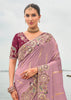 Mist Purple Woven Banarasi Designer Silk Saree With Embroidered Blouse