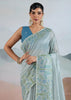 Glow Blue Woven Tissue Silk Saree