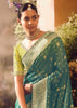 Navigate Green Banarasi Designer Silk Saree With Embroidered Blouse