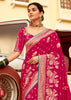 Raspberry Pink Woven Banarasi Designer Silk Saree With Embroidered Blouse