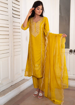 Golden Yellow Embroidered Suit Set (10702881325249)