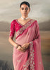 Shades Of Pink Tissue Embroidered Wedding Wear Saree