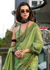 Meadow Green Woven Linen Tissue Silk Saree