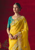 Bright Yellow Designer Embroidered Saree