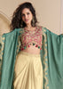 Beige And Green Designer Indo Western Set