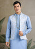 Light Blue Plain Kurta with Jacquard Jacket