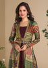 Brick Red Shrug Style Anarkali with Embroidered Work