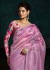 Spring Purple Designer Tissue Silk Saree With Printed Blouse