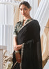Pre Order: Jet Black Designer Silk Saree