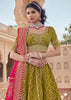 Olive Green Embroidered Designer Lehenga Set