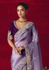 Lavender Purple Designer Embroidered Saree