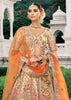 Beige & Orange  Heavy Embroidered Designer Lehenga