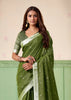 Garden Green Woven Linen Silk Saree