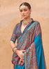 River Blue Printed Kashmiri Jamewar Saree