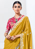 Misted Yellow Designer Organza Tissue Silk Saree With Printed Blouse