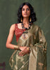 Olive Green Woven Paithani Tissue Silk Saree