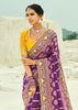 Purple Woven Georgette Bandhej Designer Saree
