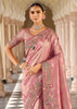Pastel Pink Designer Embroidered Silk Saree