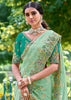 Light Green Woven Banarasi Designer Silk Saree With Embroidered Blouse