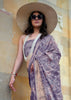 Lavender Purple Printed Georgette Silk Saree