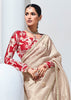 Pastel White Designer Organza Tissue Silk Saree With Printed Blouse