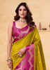 Olive Green Woven Satin Silk Saree