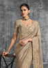 Sand Beige Embroidered Tissue Silk Saree
