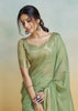 Fair Green Woven Banarasi Linen Silk Saree