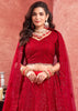 Poppy Red Net Embroidered Bridal Lehenga