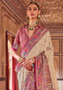 Pink And Beige Printed Kashmiri Jamewar Saree