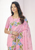 Baby Pink Woven Linen Silk Saree