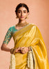 Haldi Yellow Woven Banarasi Designer Tissue Silk Saree With Embroidered Blouse